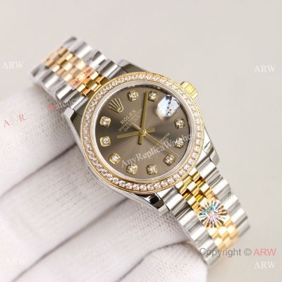 TR Factory 904L Swiss Rolex Datejust 31mm Lady Watch Gray Diamond Dial